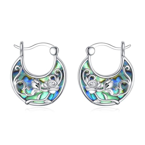 POPLYKE Schmetterling Blume Hoop Ohrringe 925 Sterling Silber Schmetterling Ohrringe für Damen Blume Ohrringe Trendy Geburtstag von POPLYKE