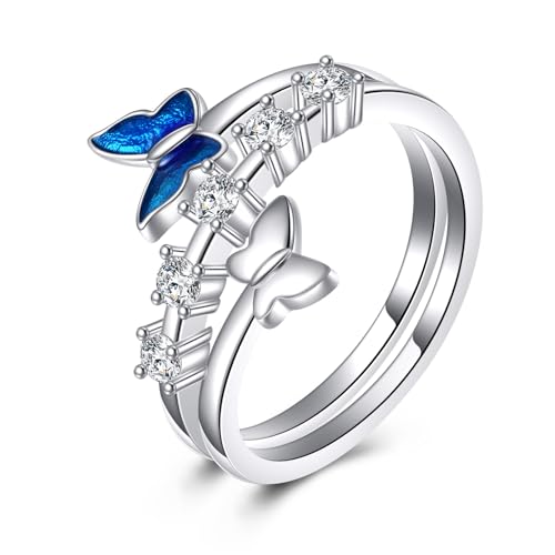 POPLYKE Schmetterlingsringe 925 Sterling Silber Fliegende Schmetterlingsringe Adustable offene Ringe Schmuck für Damen POPLYKE Schmetterlingsringe 925 Sterling Silber Fliegende Schmetterlingsringe Adustable offene Ringe Schmuck für Damen von POPLYKE