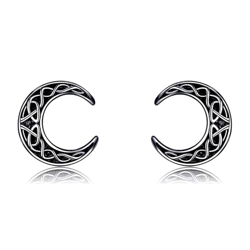 POPLYKE Schwarz Keltische Mond Ohrstecker für Damen 925 Sterling Silber Mond Ohrringe für Männer Mond Schmuck POPLYKE Schwarz Keltische Mond Ohrstecker für Damen 925 Sterling Silber Mond Ohrringe für Männer Mond Schmuck von POPLYKE
