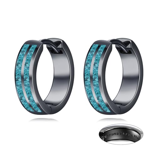 POPLYKE Schwarze Ohrringe für Männer Sterling Silber Türkis Hoop Ohrringe Schwarzer Schmuck Geschenk für Männer (Türkis) POPLYKE Schwarze Ohrringe für Männer Sterling Silber Türkis Hoop Ohrringe Schwarzer Schmuck Geschenk für Männer (Türkis) von POPLYKE