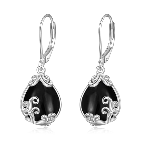 POPLYKE Schwarzer Turmalin Filigrane Tropfen Ohrringe Sterling Silber Kristall Ohrringe mit Kappe Schmuck für Frauen POPLYKE Schwarzer Turmalin Filigrane Tropfen Ohrringe Sterling Silber Kristall Ohrringe mit Kappe Schmuck für Frauen von POPLYKE