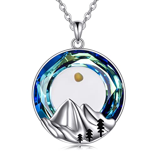 POPLYKE Senf Samen Glauben Halskette Sterling Silber Blau Kristall Berg Anhänger Christian Schmuck von POPLYKE