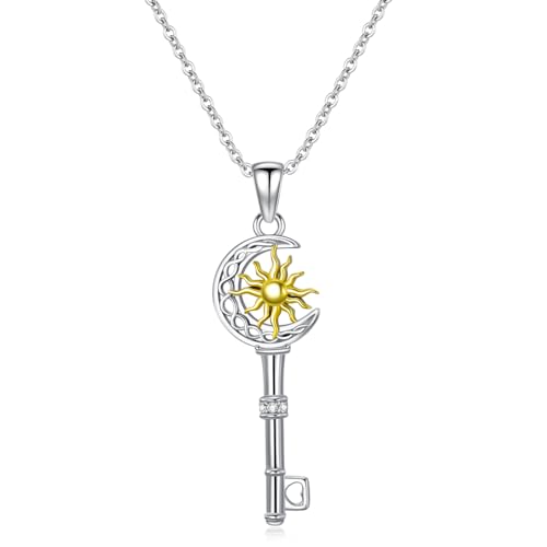 POPLYKE Sonne Schlüssel Halskette für Frauen Sterling Silber Schlüssel Halskette Sonne Schlüssel Pandant Schmuck Geschenk von POPLYKE
