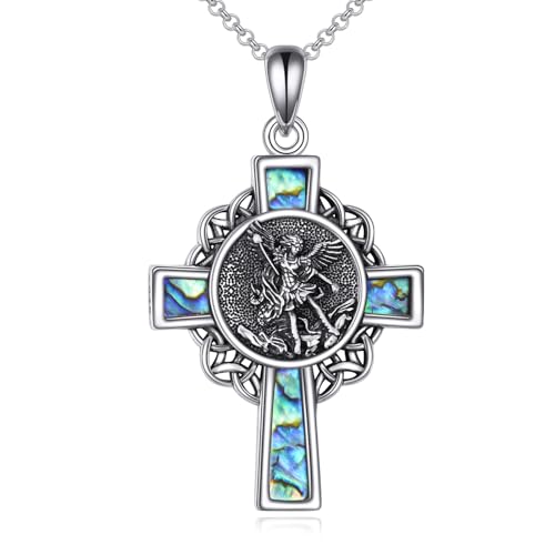 POPLYKE St Michael Kreuz Halskette Sterling Silber Abalone Shell Saint Michael Anhänger Kette Celtic Knot Kreuz Amulett Medaille Religiösen Schmuck Geschenke für Männer Frauen POPLYKE St Michael Kreuz Halskette Sterling Silber Abalone Shell Saint Michael Anhänger Kette Celtic Knot Kreuz Amulett Medaille Religiösen Schmuck Geschenke für Männer Frauen von POPLYKE