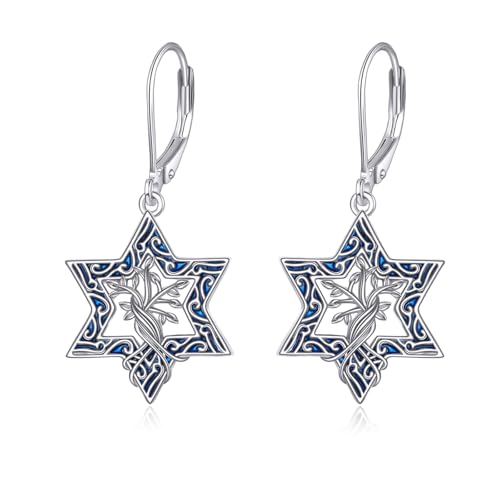 POPLYKE Star of David Ohrringe Sterling Silber Baum des Lebens Tropfen Dangle Ohrringe für Damen Herren Jüdischer Schmuck Muttertag POPLYKE Star of David Ohrringe Sterling Silber Baum des Lebens Tropfen Dangle Ohrringe für Damen Herren Jüdischer Schmuck Muttertag von POPLYKE