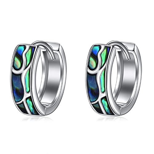 POPLYKE Sterling Silber Abalone Shell Creolen Kleine Huggie Ohrringe Schmuck Geschenk für Frauen von POPLYKE