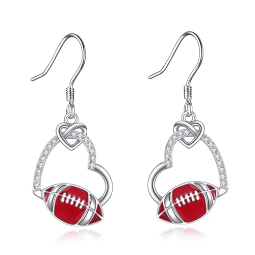 POPLYKE Sterling Silber Fu?ball Herz CZ baumeln Ohrringe Hypoallergene Sport Ball Schmuck Geschenke für Frauen Sportliebhaber von POPLYKE