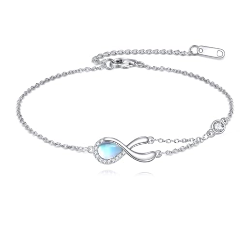POPLYKE Sterling Silber Mondstein Armband Infinity Armband für Frauen Verstellbare Armb?nder Schmuck Geschenke für Mutter Freunde Tochter von POPLYKE