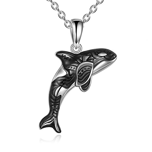 POPLYKE Sterling Silber Ocean Animal Killerwal Halskette für Frauen Männer Geburtstag Schmuck Geschenke von POPLYKE