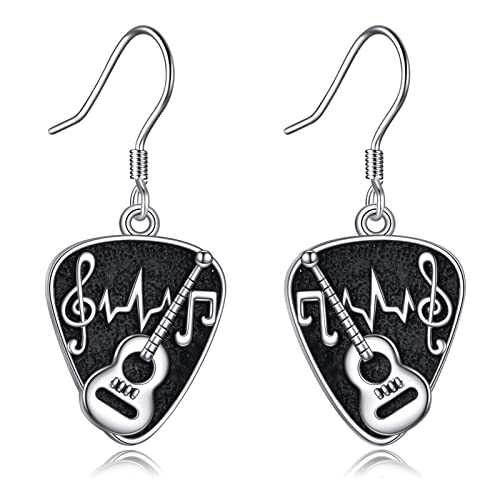 POPLYKE Sterling Silber Plektrum Musik Klassische Gitarre Ohrhänger Vintage Punk Gitarre Ohrhänger für Damen von POPLYKE