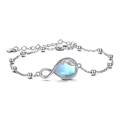 POPLYKE Sterling Silber Verstellbar Mondstein Filigran Infinity Armbänder Mondstein Schmuck für Frauen von POPLYKE