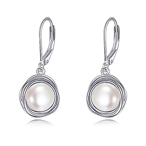 POPLYKE Süßwasser Perle Dangle Ohrringe für Damen Sterling Silber Leverback Ohrringe für Damen Perle Schmuck Geschenke Geburtstag von POPLYKE