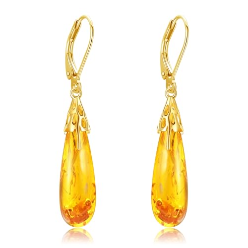 POPLYKE Teardrop Bernstein Ohrringe für Damen Vergoldet 925 Sterling Silber Biene Ohrringe Dangle Bienenstock Biene Schmuck Geschenke für Muttertag POPLYKE Teardrop Bernstein Ohrringe für Damen Vergoldet 925 Sterling Silber Biene Ohrringe Dangle Bienenstock Biene Schmuck Geschenke für Muttertag von POPLYKE