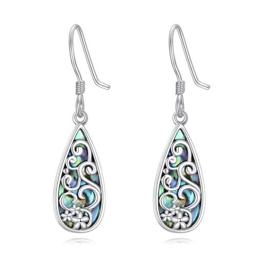 POPLYKE Teardrop Filigrane Ohrringe für Damen 925 Sterling Silber Dangle Ohrringe Abalone Shell Ohrring für Damen von POPLYKE