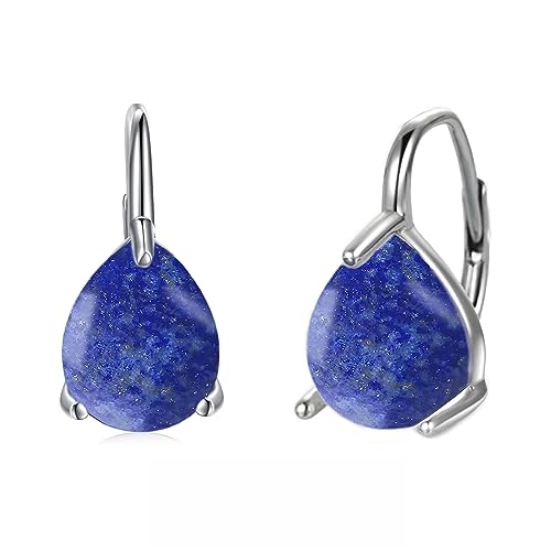 POPLYKE Teardrop Lapis Lazuli Leverback Ohrringe für Damen 925 Sterling Silber Lapis Lazuli Ohrringe Dezember Geburtsstein von POPLYKE