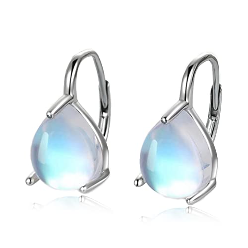 POPLYKE Teardrop Mondstein Leverback Ohrringe 925 Sterling Silber Mondstein Ohrringe für Damen Geburtstags Geschenke von POPLYKE