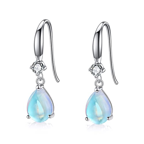 POPLYKE Teardrop Mondstein Ohrringe 925 Sterling Silber Dangle Ohrringe für Damen Geburtstag Geschenke von POPLYKE