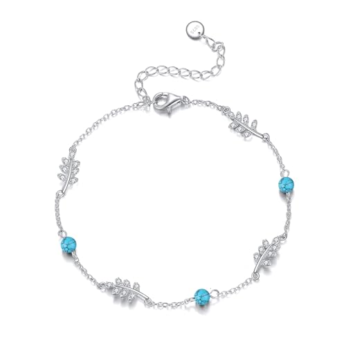 POPLYKE Türkis-Armband für Frauen Sterling Silber Blatt Armband Schmuck Geschenk für Frauen (Türkis) von POPLYKE