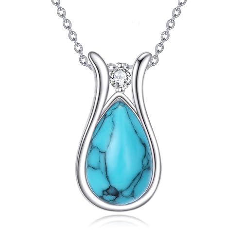 POPLYKE Türkis Halskette für Frauen - Sterling Silber - Türkis Anhänger - Schmuck - Geschenk für Frauen von POPLYKE