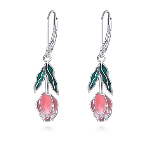 POPLYKE Tulpen-Ohrringe für Frauen 925 Sterling Silber Emaille Blume Leverback Ohrringe Schmuck Geschenk für Mädchen (Tulpen) POPLYKE Tulpen-Ohrringe für Frauen 925 Sterling Silber Emaille Blume Leverback Ohrringe Schmuck Geschenk für Mädchen (Tulpen) von POPLYKE