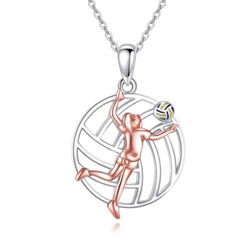 POPLYKE Volleyball Geschenke Halskette für Spieler Sterling Silber Sport Inspirational Schmuck für Frauen (Kugel) von POPLYKE