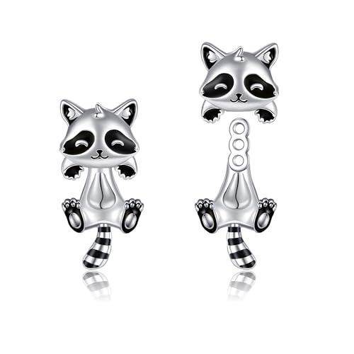POPLYKE Waschbär Ohrstecker für Damen 925 Sterling Silber Waschbär Ohrringe für Mädchen Waschbär Schmuck von POPLYKE
