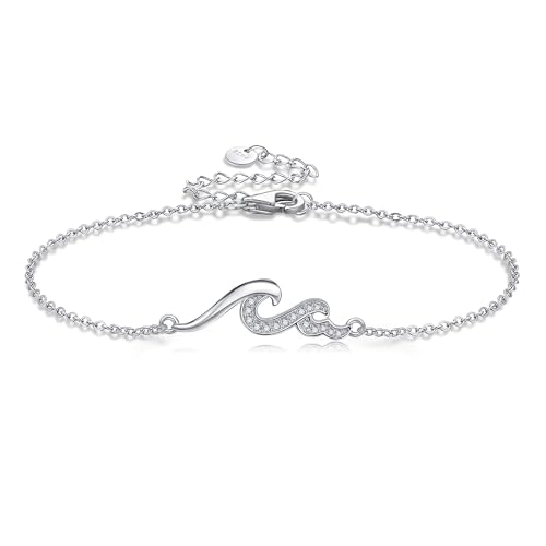 POPLYKE Welle Armband 925 Sterling Silber für Damen Ocean Schmuck Strand Armband (Welle) von POPLYKE