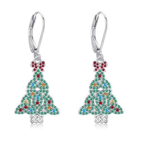 POPLYKE Weihnachten Ohrringe - Weihnachtsbaum Sterling Silber Dangle Drop für Frauen - Thanksgiving Halloween Valentine von POPLYKE