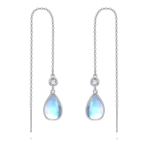 POPLYKE Mondstein Ohrringe mit Gewinde für Frauen Sterling Silber Ohrringe mit Gewinde Mondstein Schmuck Geschenk für Mädchen (Mondstein1) von POPLYKE