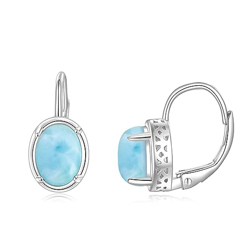 POPLYKE Larimar Ohrringe für Frauen Sterling Silber Leverback Ohrringe Larimar Schmuck Geschenk für Mädchen (larimar) von POPLYKE