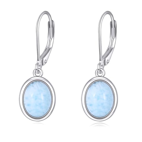 POPLYKE Larimar Ohrringe für Frauen Sterling Silber Leverback Ohrringe Larimar Schmuck Geschenk für Mädchen (larimar 2) von POPLYKE