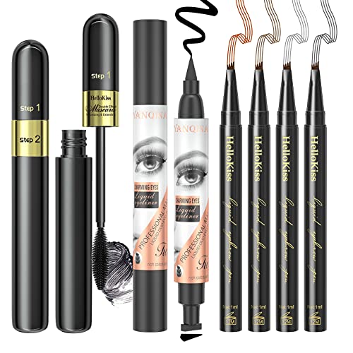 Doppelkopf-Eyeliner-Stift mit Eyeliner-Stempel, 2-in-1-Mascara, Volumengebung, Verlängerung, flüssige Augenbrauenstifte, wasserdicht, langlebig, wischfest, Eyeliner-Stift für Augen-Make-up-Werkzeuge Doppelkopf-Eyeliner-Stift mit Eyeliner-Stempel, 2-in-1-Mascara, Volumengebung, Verlängerung, flüssige Augenbrauenstifte, wasserdicht, langlebig, wischfest, Eyeliner-Stift für Augen-Make-up-Werkzeuge von POPMISOLER