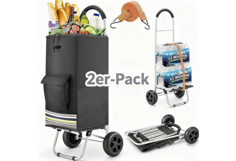 POPOLIC Einkaufstrolley Klappbarer bis 50kg Einkaufswagen, Wasserdichter, 75 l, Handwagen für Einkaufen oder Transportieren von Waren von POPOLIC