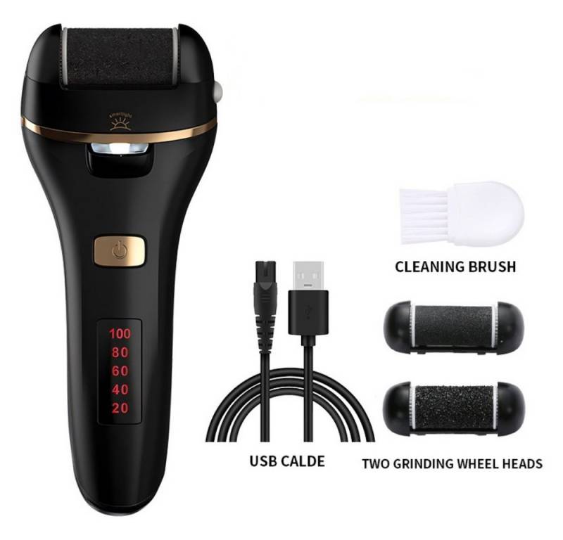 POPOLIC Elektrischer Hornhautentferner Fußpflege Hornhaut mit 2 Ersatzrollen Hornhaut Entfernen, IPX5, Fußpflegegerät Pediküre Set Elektronisch Fußpflege Hornhautfeile von POPOLIC