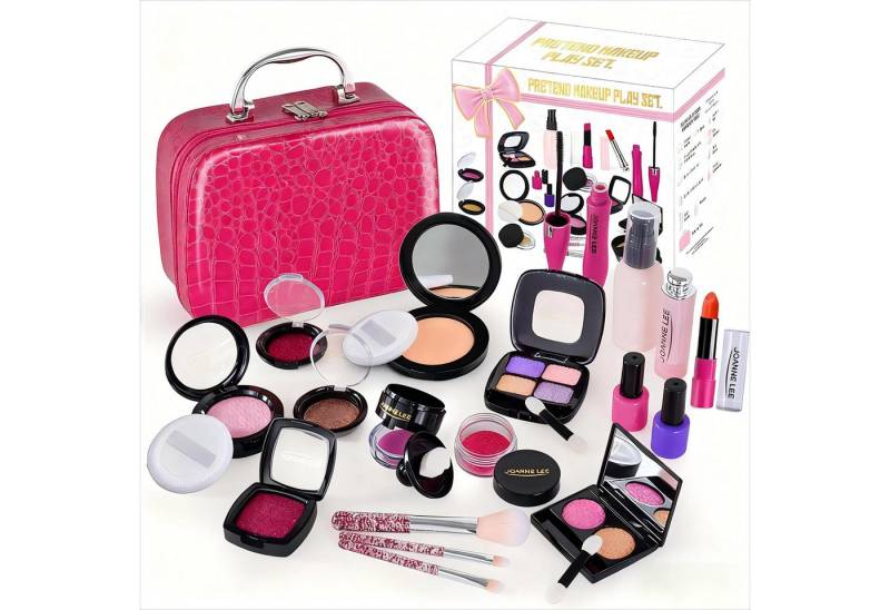 POPOLIC Kosmetik-Set Tragbarer Schminkkoffer für Kinder, Kosmetikspielzeug für Partys, Kinder-Schminkset, Mädchen-Schminkset, Kosmetik-Organizer-Box, Spielzeug für Partyspiele im Alter von 3 bis 8 Jahren von POPOLIC
