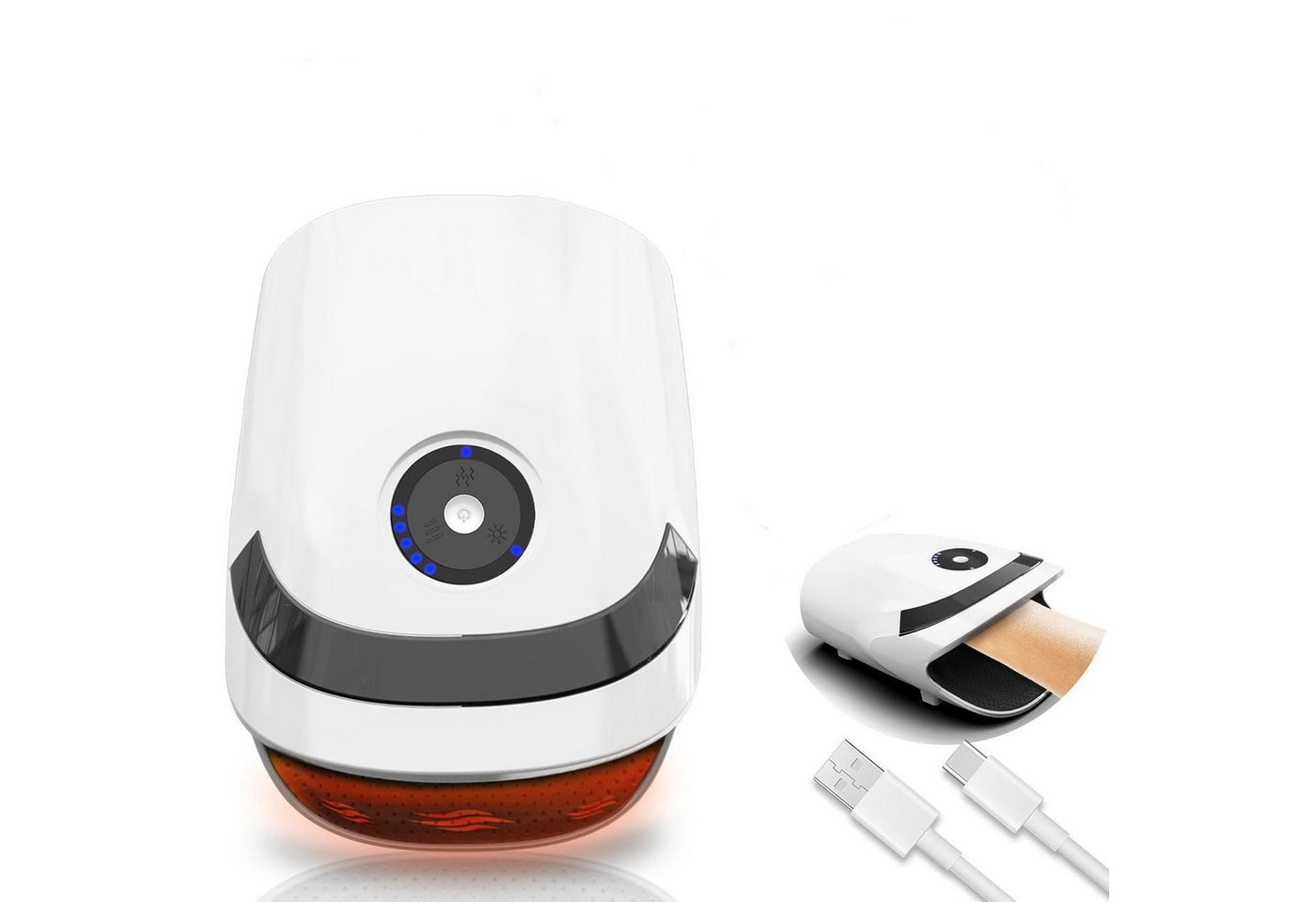 POPOLIC Massagegerät Elektrisches Handmassagegerät mit Wärme und Druck, 42℃ konstant, Multifunktionales Airbag-Finger-Akupunkt-Pflegegerät, 5 Airbag-Modi, Kabelloses Handmassagegerät mit 5 Heizstufen, 3 Massagemodi, USB Wiederaufladbares Handmassagegerät zur Schmerzlinderung von POPOLIC