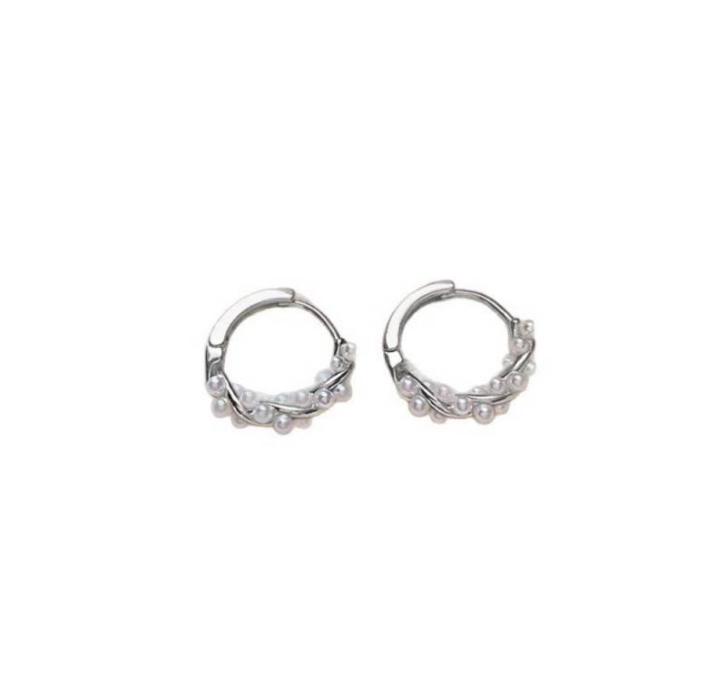 POPOLIC Perlenohrringe Sterling Silber Perlen Twist Creolen Ohrringe für Frauen, 925 Silber vergoldete Süßwasserperlen Ohrringe von POPOLIC