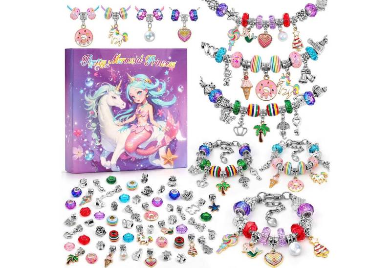 POPOLIC Schmuckset Geschenke für Mädchen, Schmuck Basteln Mädchen (Einschulung Mädchen Bastelset Kinder Armbänder Selber Machen Spielzeug Ostergeschenke), Mädchen Geschenke 5 6 7 8 9 10 11 12 13 Jahre von POPOLIC