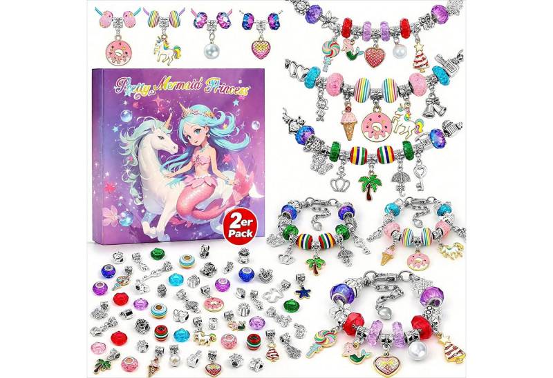 POPOLIC Schmuckset Geschenke für Mädchen, Schmuck Basteln Mädchen (Einschulung Mädchen Bastelset Kinder Armbänder Selber Machen Spielzeug Ostergeschenke, 2-tlg), Mädchen Geschenke 5 6 7 8 9 10 11 12 13 Jahre von POPOLIC