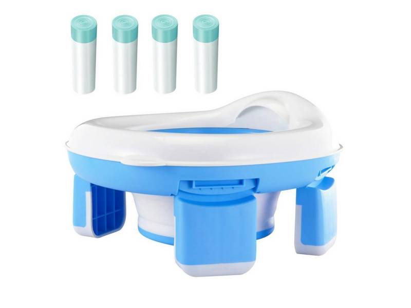 POPOLIC Toilettentrainer Toilettensitz Kinder,Töpfchen Training Sitze, Faltbares Babytöpfchen, (Mit 20 Müllbeuteln mit Kordelzug (4 Rollen), Tragbarer Reisetöpfchen-Trainingssitz für Kleinkinder von POPOLIC