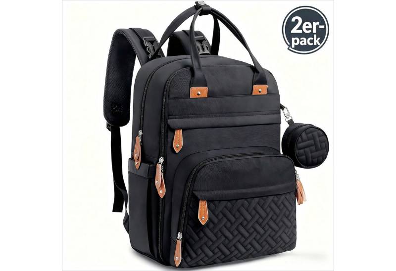POPOLIC Wickeltasche Multifunktionale Mamatasche,Wickelrucksack Lässiger Rucksack (2-tlg), für Mama und Papa, Einheitsgröße von POPOLIC
