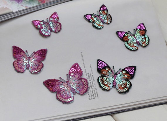 1 Paar Bestickte Applikationen, Klebstoff Bestickt Schmetterling, Beadednpatches Für Kleid Liefert, Haar Schmetterling Kopfschmuck | 44-23 von POPOLace