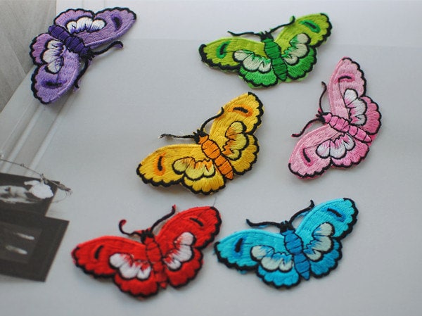 1 Paar Gestickte Applikationen, Klebstoff Bestickt Schmetterling, Patches Für Kleid Liefert, Haare Kopfschmuck von POPOLace