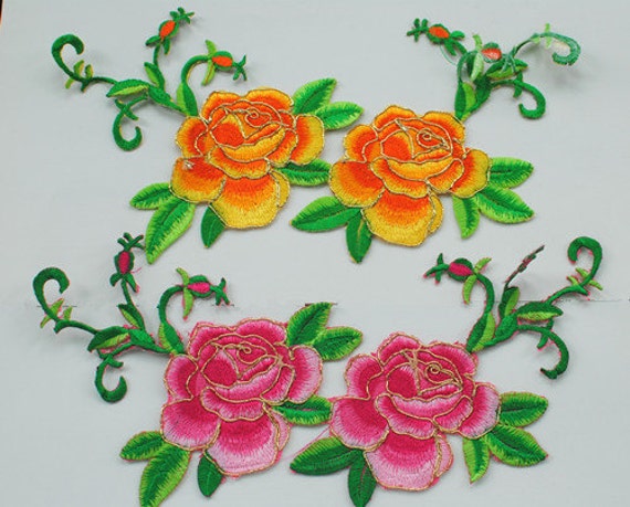 1 Paar Gestickte Applikationen, Klebstoff Gestickten Blumen, Patches Für Kleid Liefert, Haar Flower, Headpiece(89-15 von POPOLace