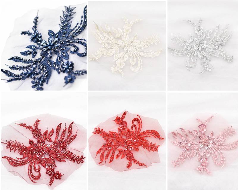 1 Pcs Lace Appliques, Multi-Farbe Gestickte Strahlenblüten, Patches Für Hochzeits-Lieferungen, Brauthaar Blumen von POPOLace