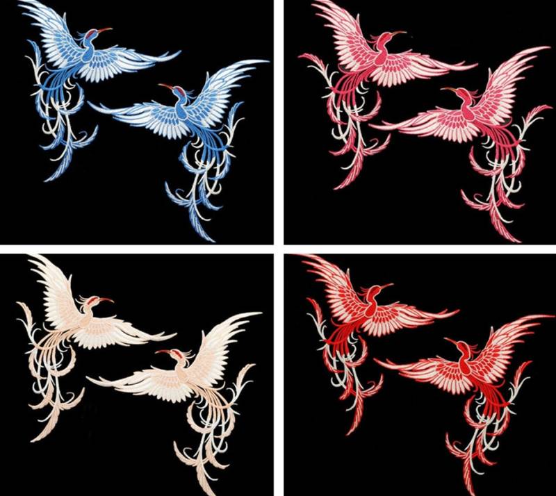 1 Stk/1 Paar Multi-Farbe Phönix Pattren Spitze Applikationen, Bestickte Blumen, Für Hochzeit Liefert, Braut Haarblume, Kopfschmuck | 190-43 von POPOLace