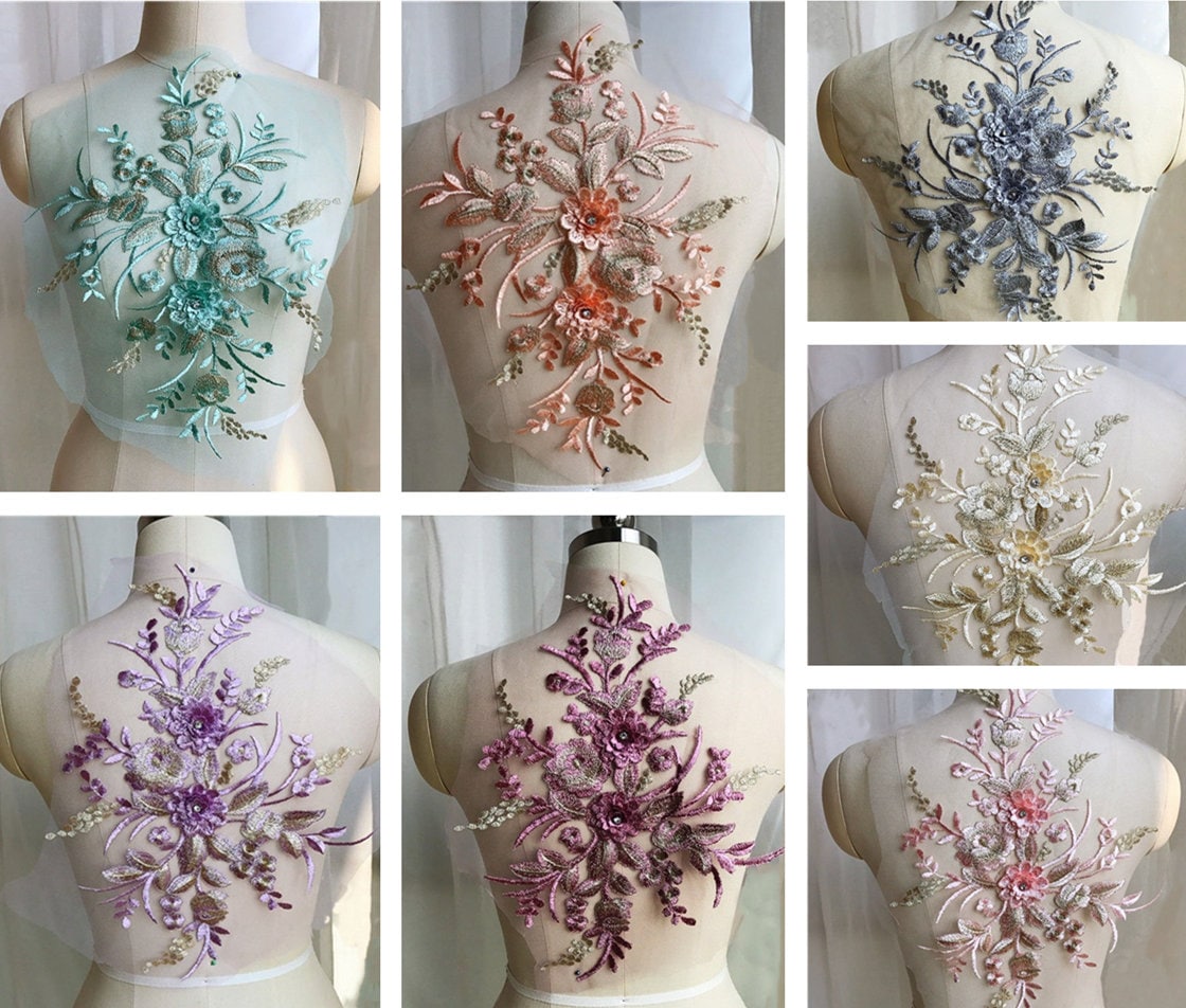 1 Stk. Blumenspitze Applikationen, Bestickte Blumen, Aufnäher Für Hochzeitszubehör, Braut Haarblume, Headpiece(186-113 von POPOLace