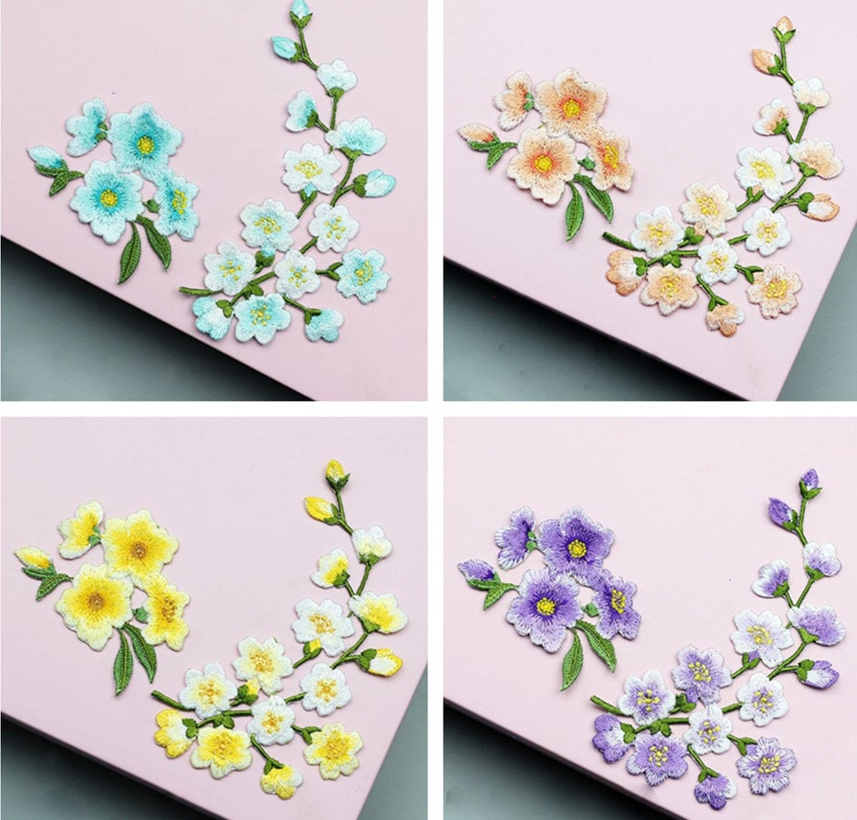 1 Stück Eisen Auf Muti-Farbe Blume Spitzenapplikationen, Gestickte Blumen, Patches Für Hochzeit Zubehör, Braut Haar Flower, Headpiece(190-2 von POPOLace