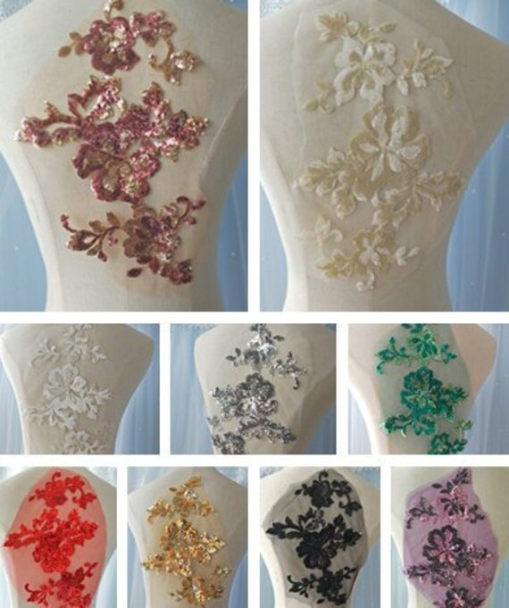 1 Stück Florale Lace Appliques, Mehrfarbig Gestickte Perlenblüten, Muster Für Hochzeitsvorräte, Brauthaar Blumen .headpiece-120-345 von POPOLace