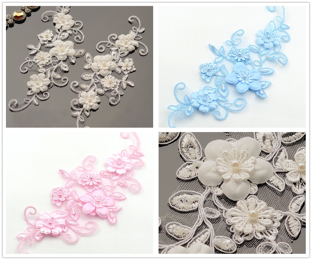 1 Stück Lace Appliques, Gestickte Perlenmuster Für Die Kleidervorräte, Haarblume, Kopfstück | 106-49 von POPOLace